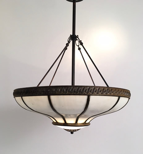 Cream Leaded Glass Inverted Dome